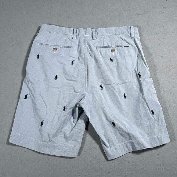 Polo Ralph Lauren‎ Shorts Men 32 Blue Pinstripe All-Over Pony Embroidered Preppy - Picture 11 of 12